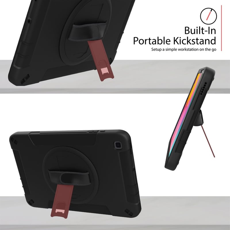 CTA Digital Protective Case with Built-in 360 Degree Rotatable Grip Kickstand & Pen Slot for Samsung Galaxy Tab A7 - Thumbnail 5