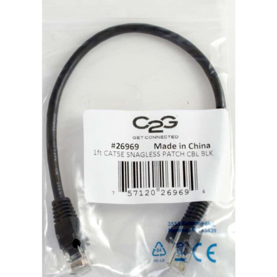 C2G 5ft Cat5e Ethernet Cable - Snagless Unshielded (UTP) - Black - Thumbnail 5