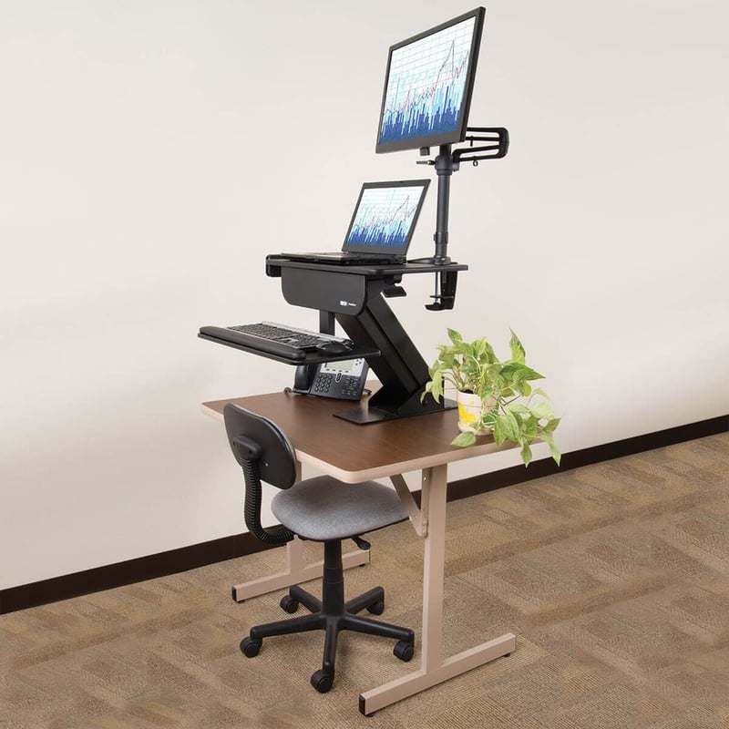 Tripp Lite by Eaton WorkWise Sit Stand Desktop Workstation Adjustable Standing Desk w/ Clamp - Thumbnail 2