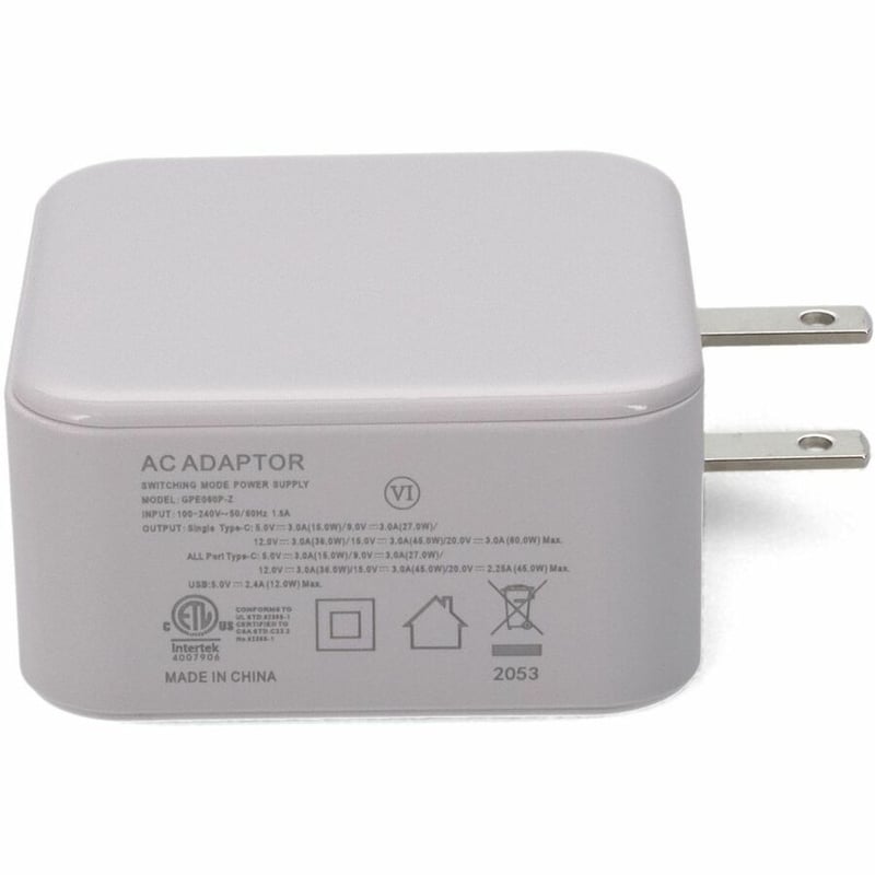 AddOn Wall Plug to USB C 3.1 15V at 3A, or 20V at 3A 60W total for US White - Thumbnail 2