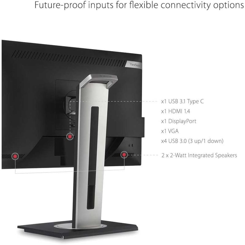 ViewSonic VG2755 27 Inch IPS 1080p Monitor with USB C 3.1, HDMI, DisplayPort, VGA and 40 Degree Tilt Ergonomics for Home and Office - Thumbnail 3
