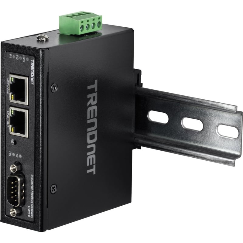 TRENDnet 1-Port Fast Ethernet Industrial Modbus Gateway, 1 x Serial DB-9 Port, 2 x Fast Ethernet Ports, Up to 100m (328 ft), IP30 Rated Housing, Extreme Temperature Protection, Black, TI-M12 - Thumbnail 5