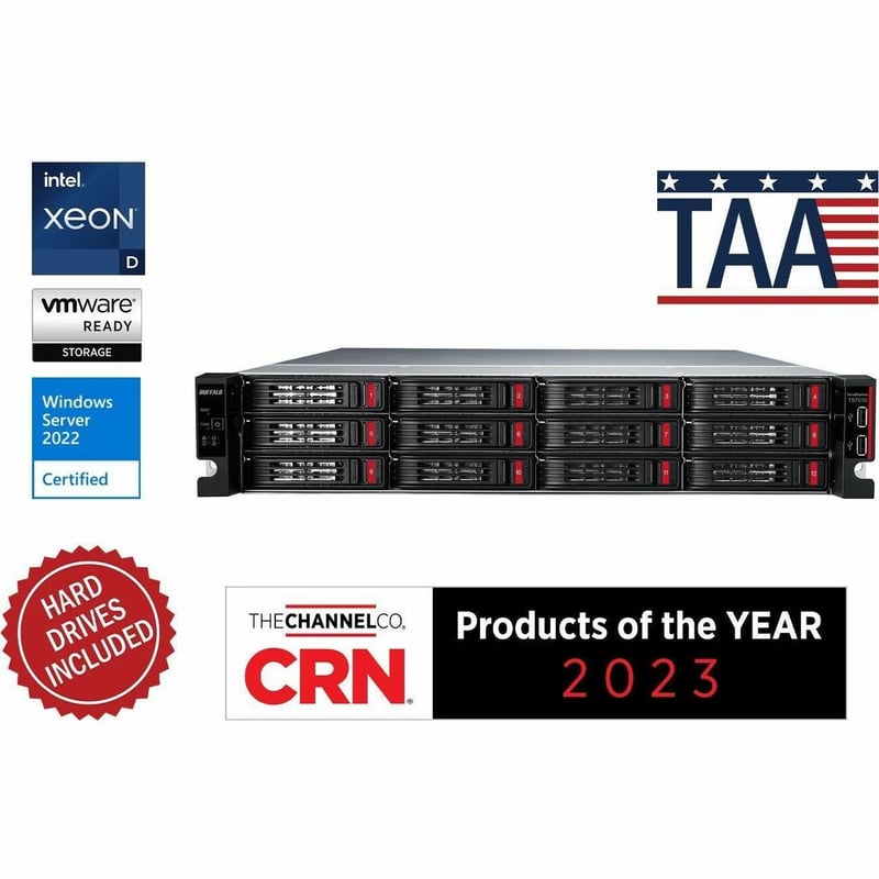 BUFFALO TeraStation 12-Bay 71210 48TB (4x12TB) High-Performance Rackmount NAS Hard Drives Included - Thumbnail 1
