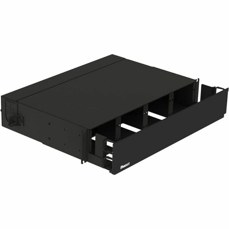 Panduit Opticom Rack Mount Enclosure, Black, 2 RU, 8 FAP/Cassette Slots - Thumbnail 3