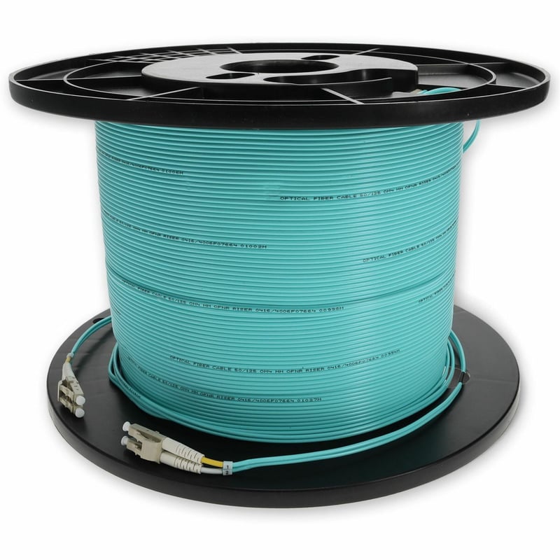 AddOn 105m LC to LC Aqua OM3 Duplex OFNR (Riser-Rated) Fiber Patch Cable - Thumbnail 1