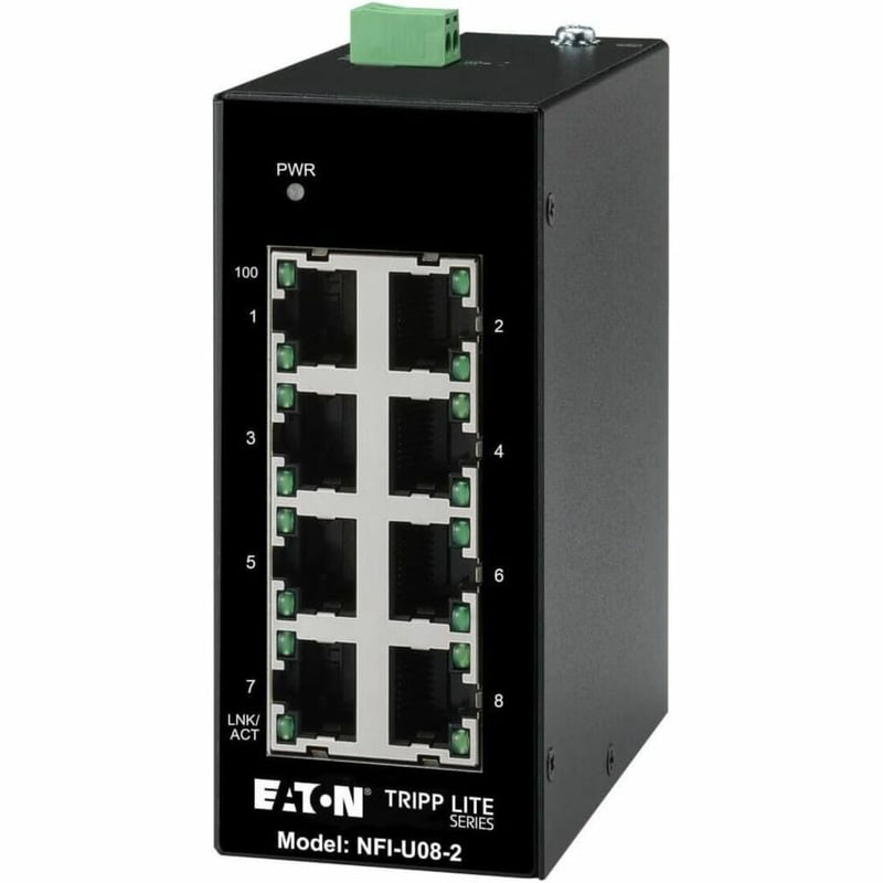 Tripp Lite by Eaton 8-Port Unmanaged Industrial Ethernet Switch 10/100 Mbps Ruggedized -40 to 75C DIN Mount - TAA Compliant - Thumbnail 1