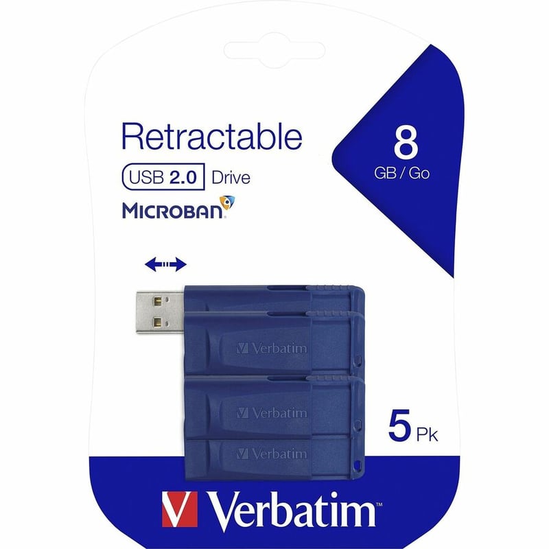 8GB USB Flash Drive - 5pk - Blue - Thumbnail 2