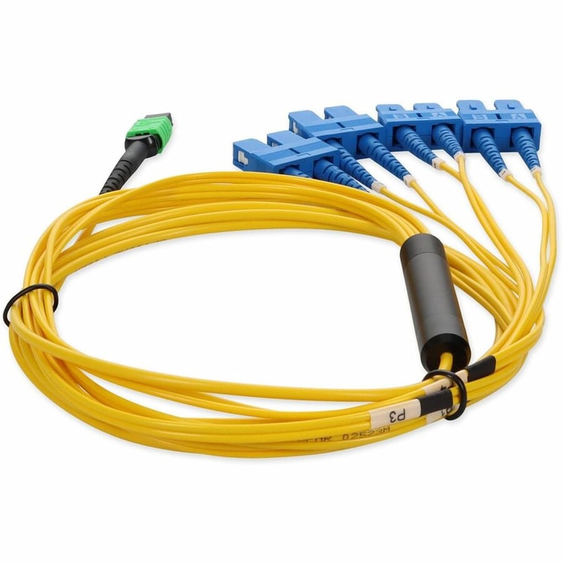 AddOn 2m MPO/APC to 4xSC Duplex (8xSC)/UPC Yellow OS2 OFNR (Riser-Rated) 8-Strand SMF Fiber Fanout Cable - Thumbnail 4