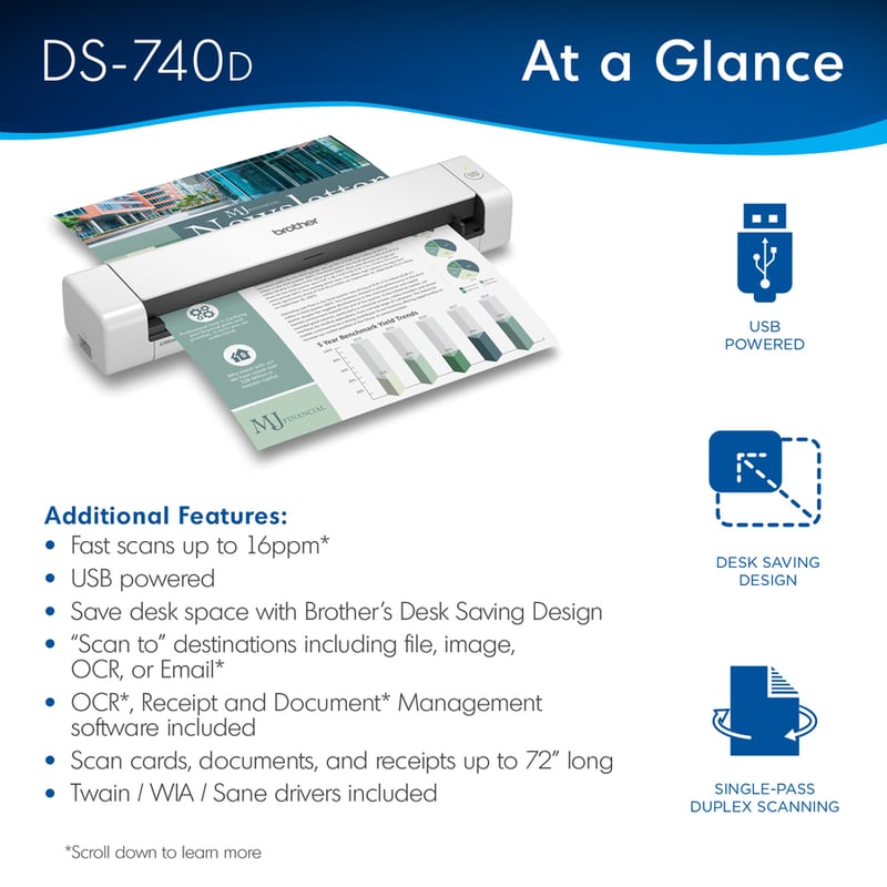 Brother DSMobile DS-740D Sheetfed Scanner - 600 dpi Optical - Thumbnail 2