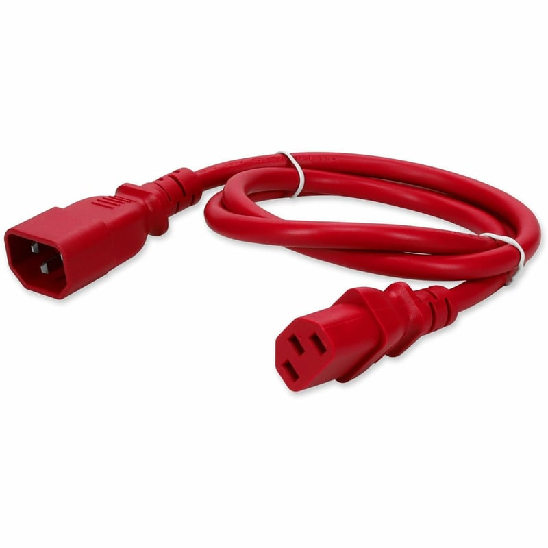 AddOn 10ft C13 Female to C14 Male 14AWG 100-250V at 15A Red Power Cable - Thumbnail 1