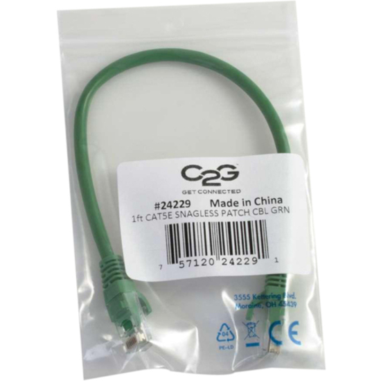 C2G 25ft Cat5e Snagless Unshielded (UTP) Ethernet Cable - Cat5e Network Patch Cable - PoE - Green - Thumbnail 5