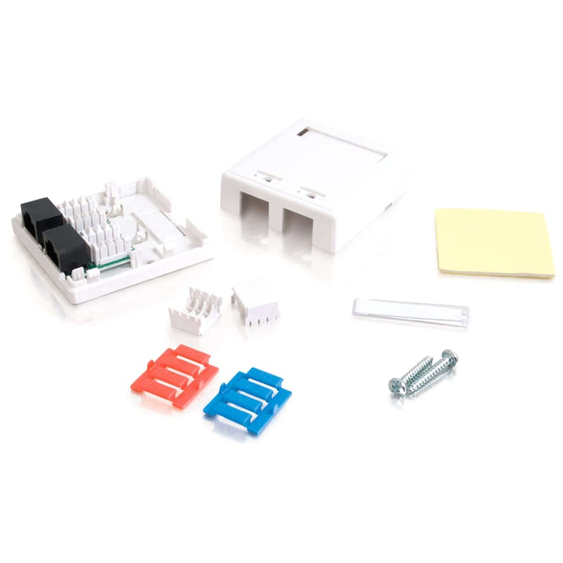 C2G 2-Port Cat5E Surface Mount Box - White - Thumbnail 2