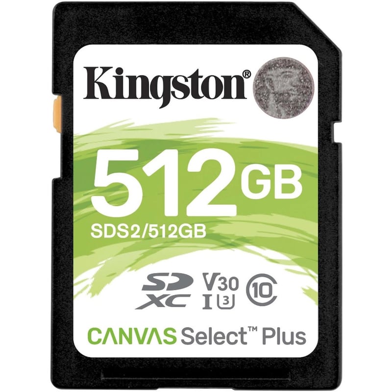 Kingston Canvas Select Plus SDS2 512 GB Class 10/UHS-I (U3) SDXC - 1 Pack - Thumbnail 1