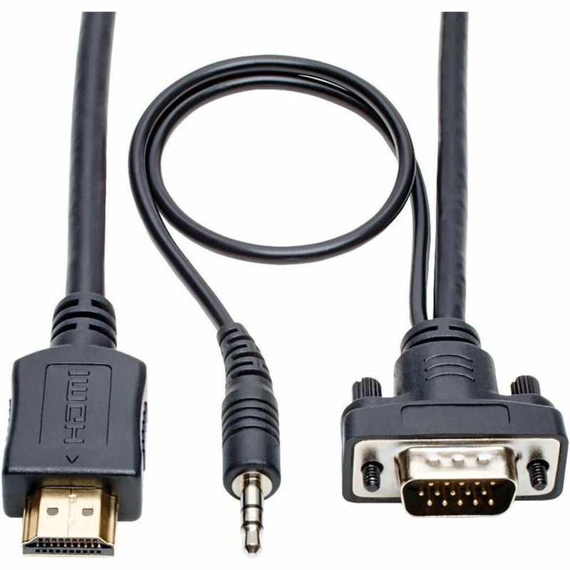 Eaton Tripp Lite Series HDMI to VGA + Audio Active Adapter Cable (HDMI to Low-Profile HD15 + 3.5 mm M/M), 6 ft. (1.8 m) - Thumbnail 1