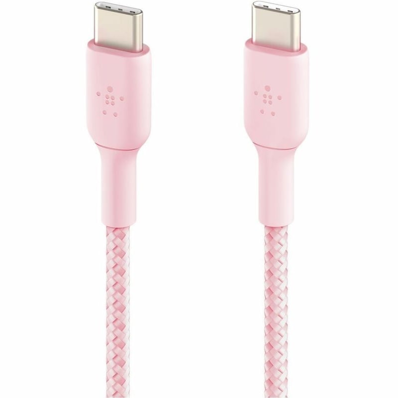 BRAIDED PVC USB-C CHARGE CABLE 60W PINK 2M - Thumbnail 2