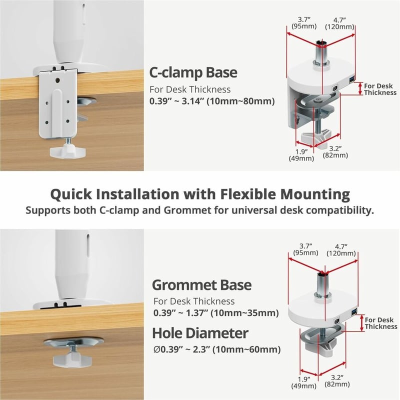 SINGLE 40 INCH EASEL MONITOR ARM-WHITE - Thumbnail 2