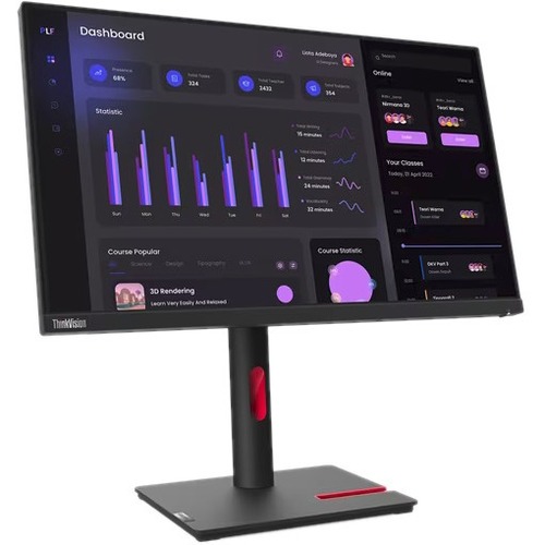 Lenovo ThinkVision T24i-30 24" Class Full HD LCD Monitor - 16:9 - Raven Black - Thumbnail 1