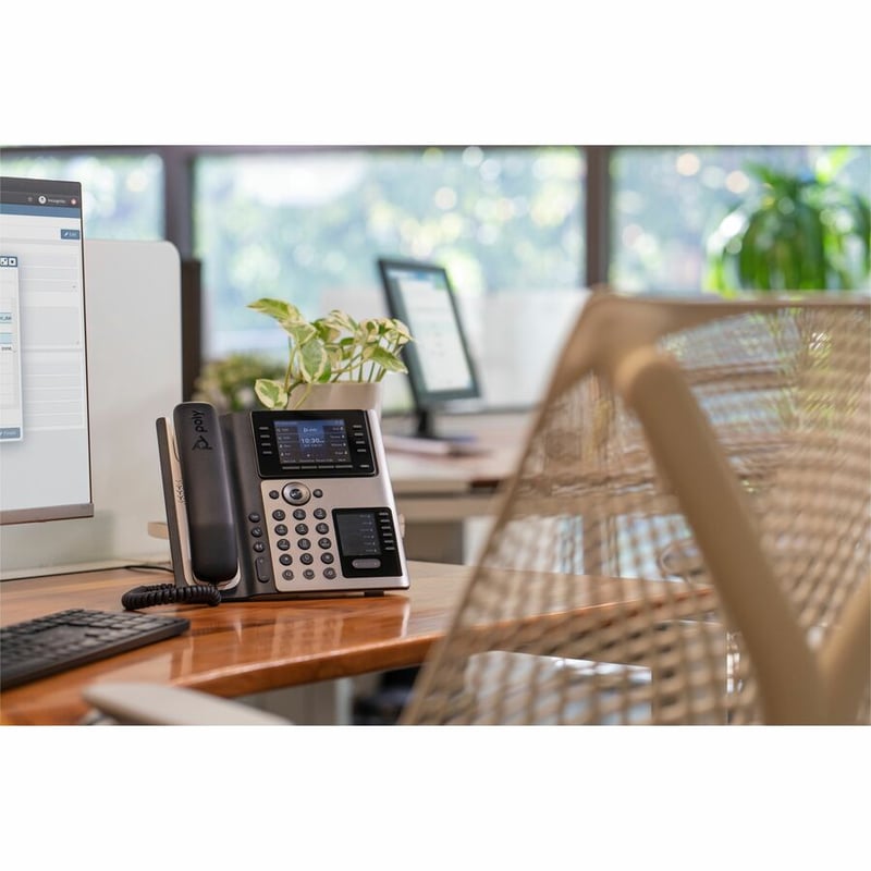 Poly Edge E450 IP Phone - Corded - Corded/Cordless - Wi-Fi, Bluetooth - Desktop - Black - Thumbnail 2