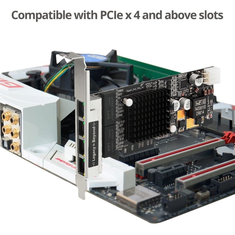 SIIG 4 Port Gigabit Ethernet with POE PCIe Card - Intel 350 - Thumbnail 5