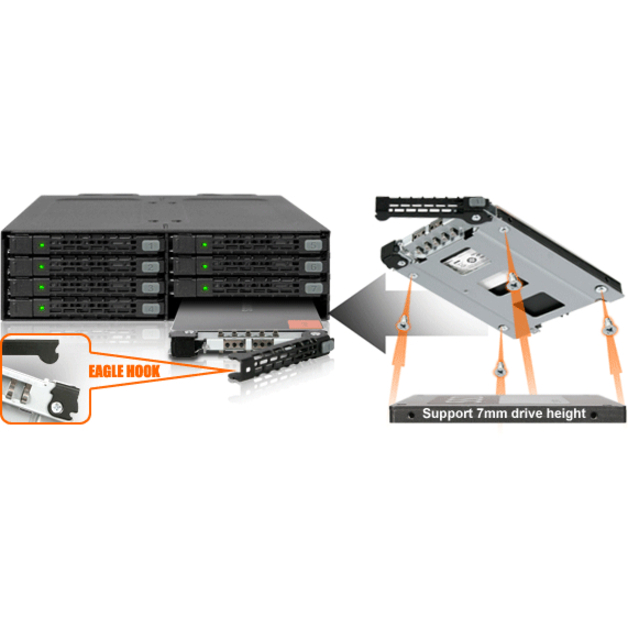 Icy Dock ToughArmor MB998IP-B Drive Enclosure for 5.25" - Mini-SAS HD Host Interface Internal - Black